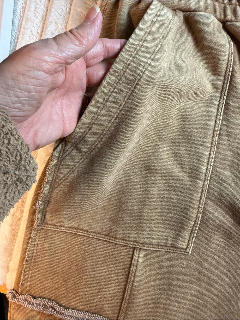 Flag & Anthem Wide Leg Utility Cargo Pants | Acid Wash Tan | Relaxed Fit XL - Picture 8 of 10